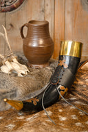 Pagan drikkehorn Mabon med læderholder, 500-650 ml