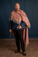 100% wollen deken / mantel, vissegraat, rood