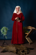 Fluwelen cotehardie Christina, rood