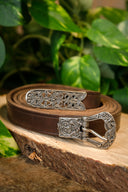 Birkariem, verzilverd, 165 cm, bruin