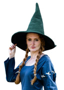 Sombrero de bruja, verde, fieltro de lana