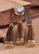 Træbestiksæt med etui, rustfrit stål