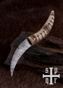 Viking fällkniv damaskus, halvvass