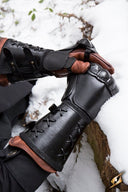 Leren pantser handschoen voor de linkerhand