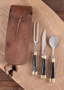 Hornbestickset med fodral, rostfritt stål