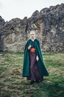 Geborduurde mantel Damia, groen, wolmix