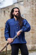 Chemise pirate avec lacets, bleu