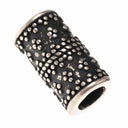 Cuentas cilíndricas vikingas para barba con granulación, bronce plateado