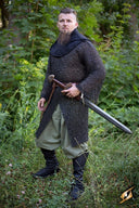 Hauberk met split, ronde ringen, ronde klinknagels 9 mm