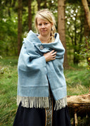 100% wool blanket / cloak, herringbone, blue
