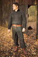 Hauberk met split, halflange mouwen, zwart, ongeklonken 9 mm