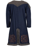 Geborduurde Norgaard tuniek, wolmix, blauw