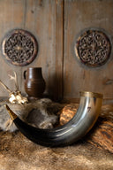 Drinkhoorn Rollo met leren houder, 200-300 ml