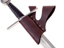 Knight sword holder with double belt loop, brown