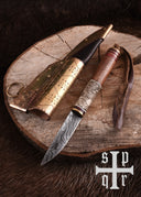 Vikingmes Odin's raven, damascusstaal, semi-scherp