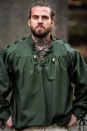 Piratowa koszula z koronkami, zielona