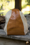 Borsa in lana e pelle, beige-marrone