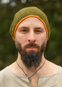 Bonnet tricoté, 100% laine, vert - jaune