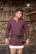 Tunika z jodełkowym wzorem Tyr, bordowy-szary, mieszanka wełny