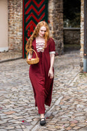 Renaissance sommarklänning Denise, röd-naturlig