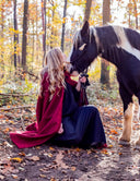 Geborduurde mantel Damia met sluiting, rood, wolmix