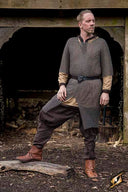 Hauberk met split, korte mouwen, ongeklonken 9 mm