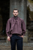 Camicia da pirata con collare, marrone