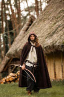 Middeleeuwse mantel met kap, bruin