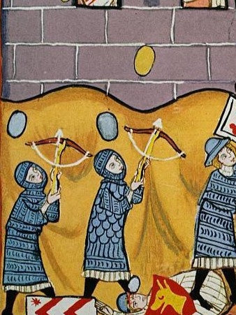 Middeleeuwse ridders in manuscript