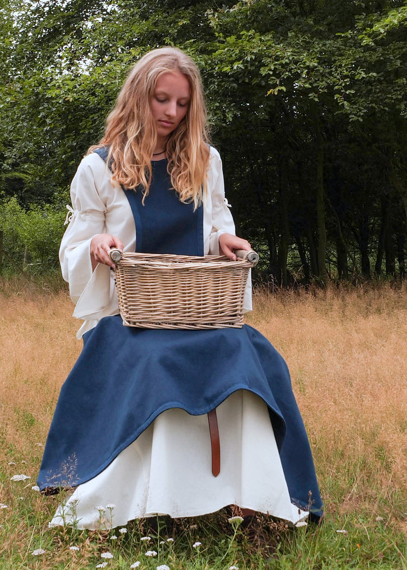 Middelalderlig surcotte isabeau, blå