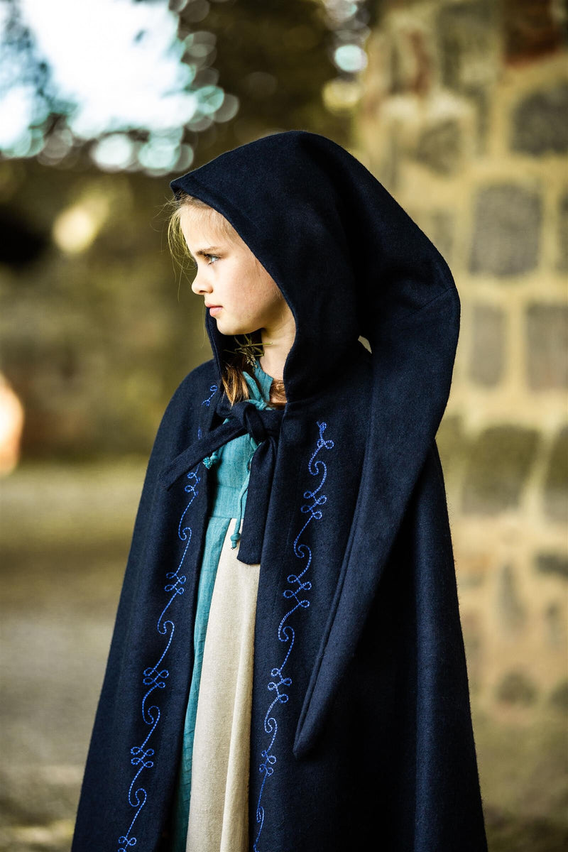 Kindermantel Morgan, wolmix, blauw