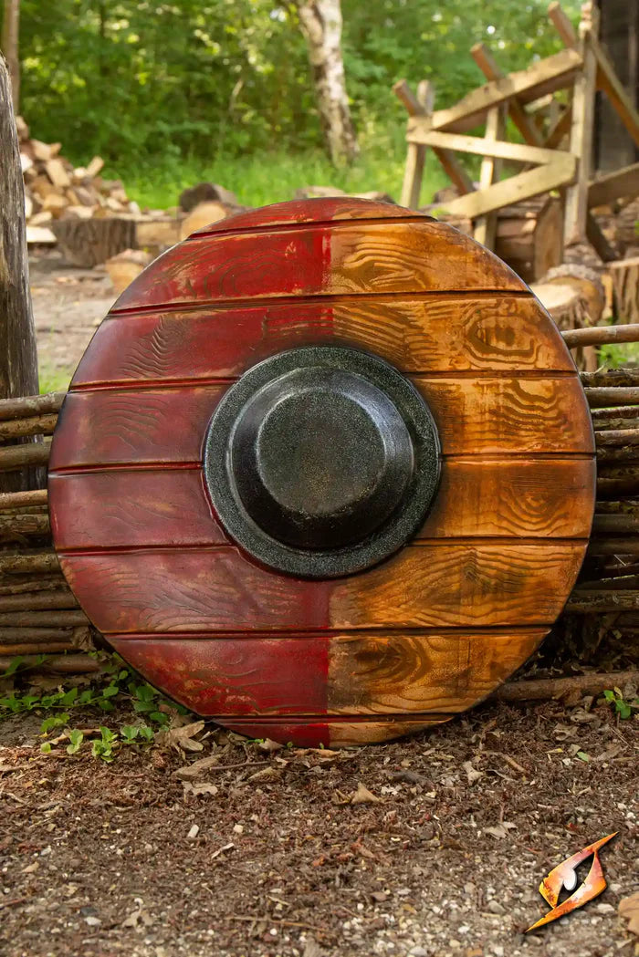 LARP rondschild, rood-hout 50 cm