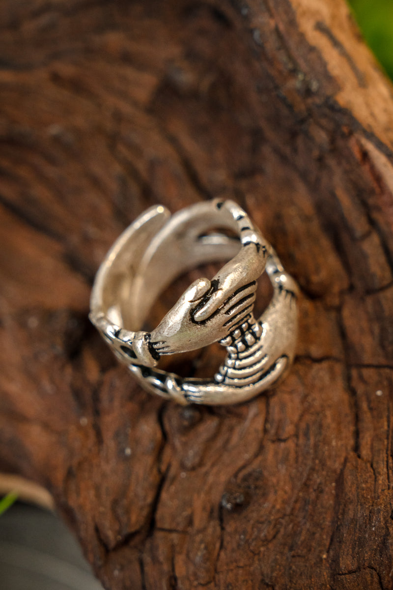 Middeleeuwse verlovingsring, verzilverd brons