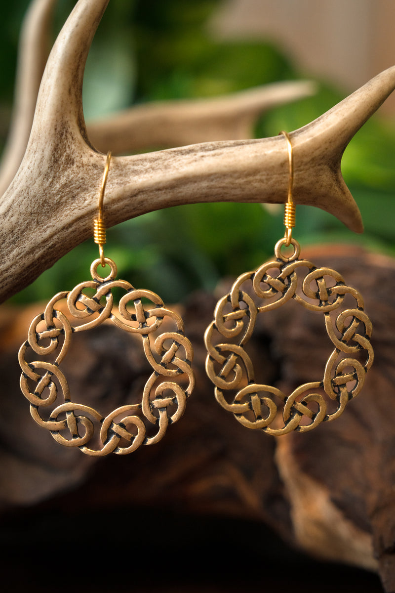 Oorbellen Keltische krans, brons
