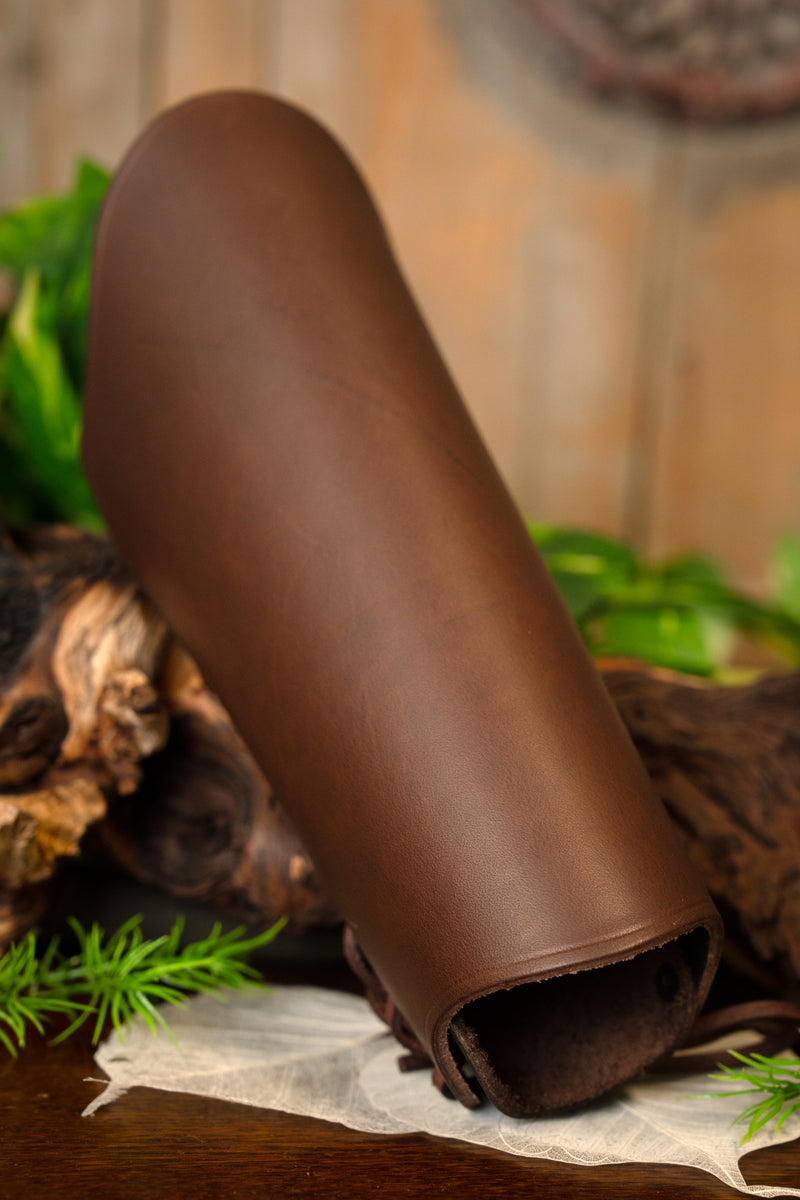 Leather bracer, underarm guard, 16 cm, brown