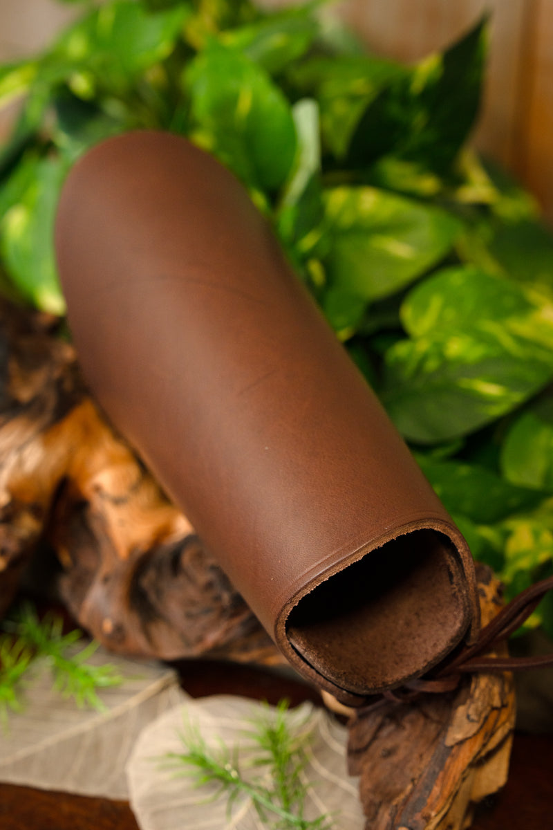 Leather bracer, underarm guard, 23 cm, brown