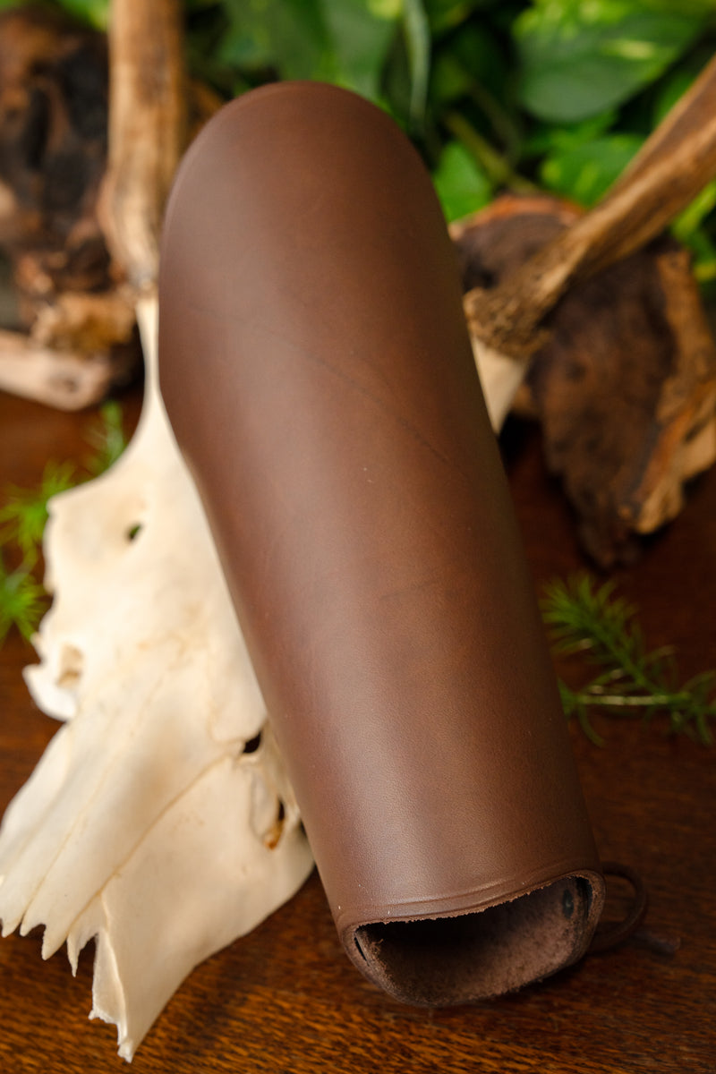 Leather bracer, underarm guard, 23 cm, brown