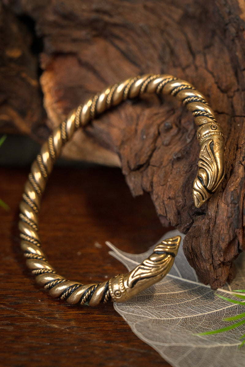 Viking bransoleta z krukiem, brązowy 