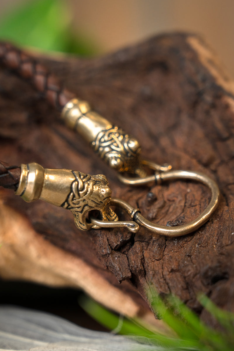 Viking ketting Oseberg, bruin, leer