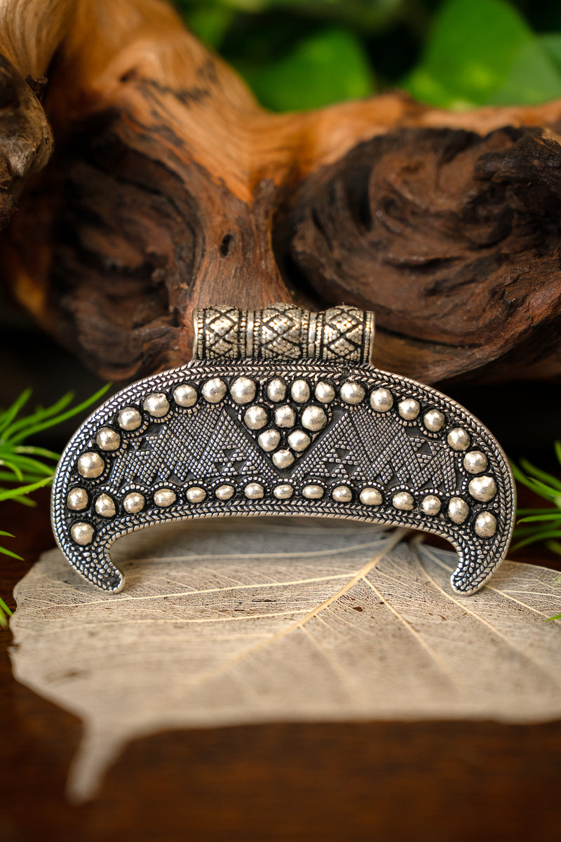 Lunula amulet Gnezdovo, silvered bronze