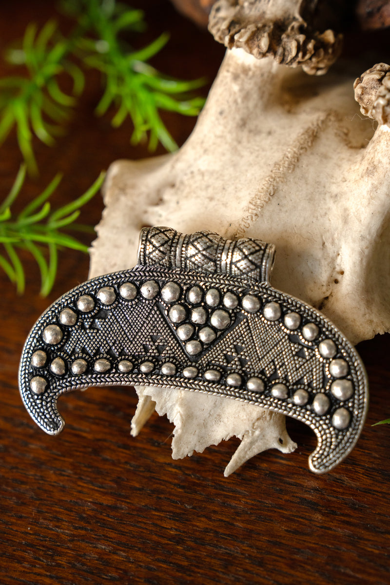 Lunula amulet Gnezdovo, silvered bronze