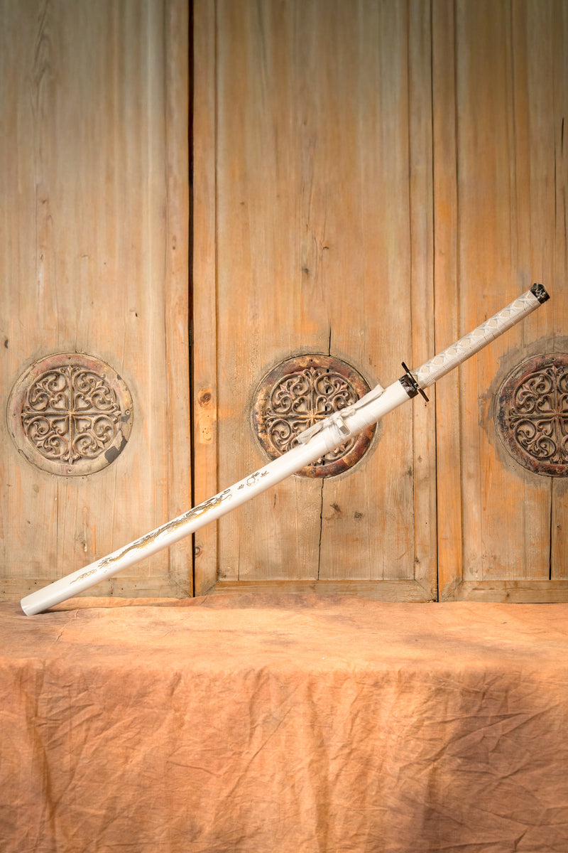 Drago bianco katana, wakizashi & tanto, semi-affilato 