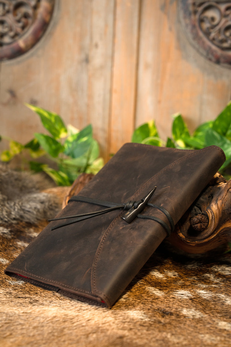 Notebook with leather cover, brown, L