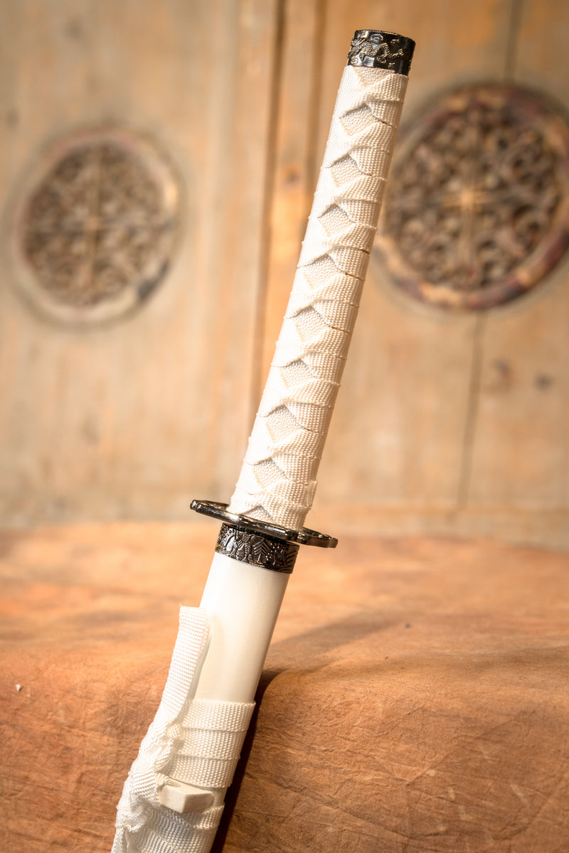 Drago bianco katana, wakizashi & tanto, semi-affilato 