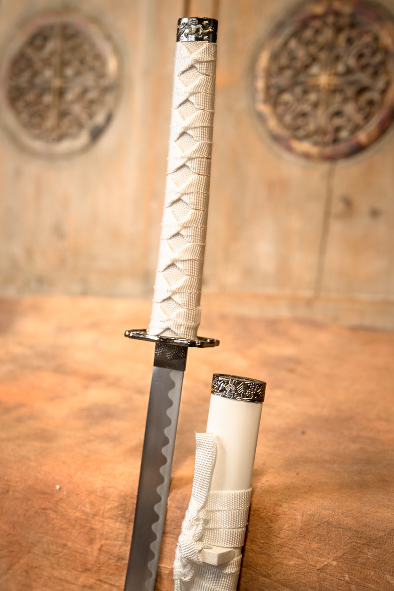 Drago bianco katana, wakizashi & tanto, semi-affilato 