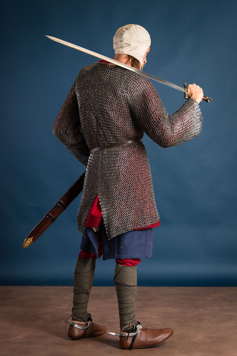 Haubert avec fente, anneaux plats, rivets ronds 9 mm 