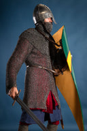 Haubert avec fente, anneaux plats, rivets ronds 9 mm 