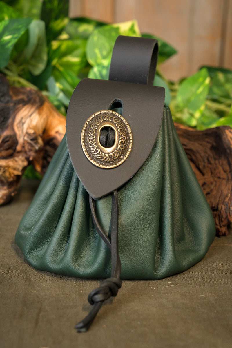 Mittelalterlicher Geldbeutel, groß, Grün 