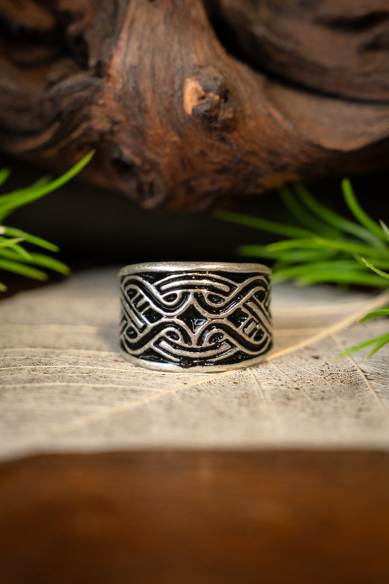 Magyarische bague avec motif de nœud, bronze argenté 