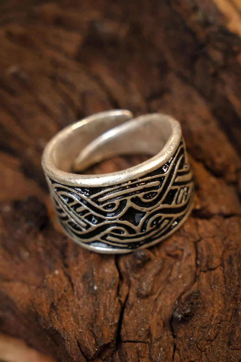 Magyarische bague avec motif de nœud, bronze argenté 